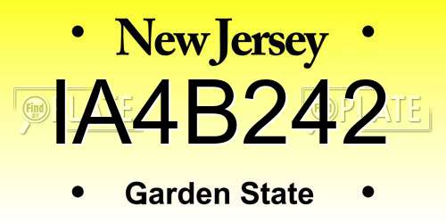 IA4B242 New Jersey License Plate