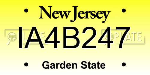 IA4B247 New Jersey License Plate
