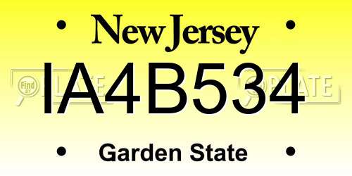 IA4B534 New Jersey License Plate