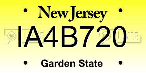 IA4B720 New Jersey License Plate