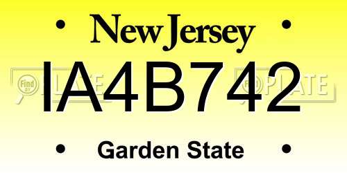 IA4B742 New Jersey License Plate