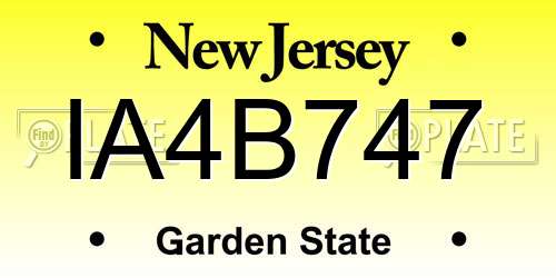 IA4B747 New Jersey License Plate