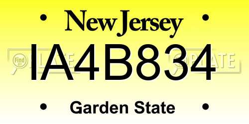 IA4B834 New Jersey License Plate