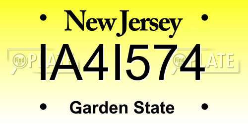 IA4I574 New Jersey License Plate