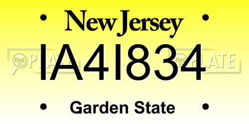 IA4I834 New Jersey License Plate