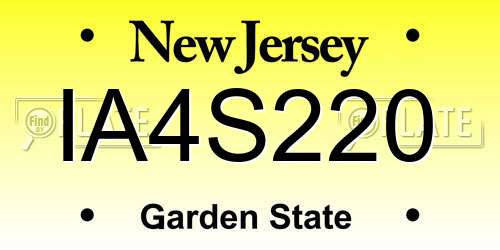 IA4S220 New Jersey License Plate