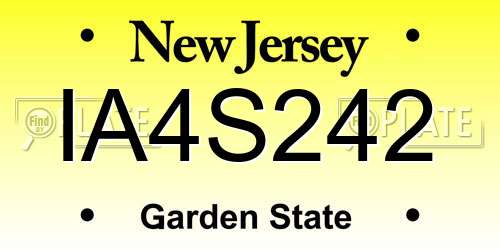 IA4S242 New Jersey License Plate