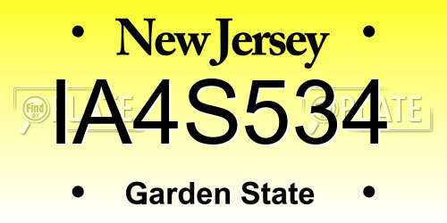 IA4S534 New Jersey License Plate
