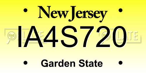 IA4S720 New Jersey License Plate
