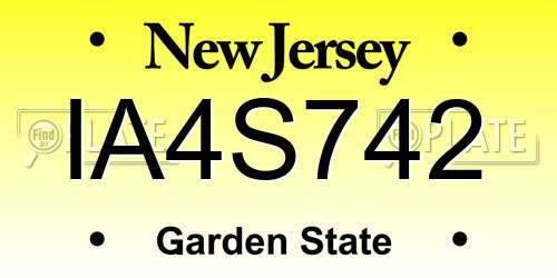 IA4S742 New Jersey License Plate
