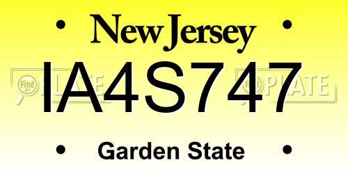 IA4S747 New Jersey License Plate
