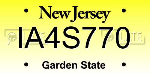 IA4S770 New Jersey License Plate