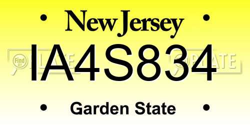 IA4S834 New Jersey License Plate