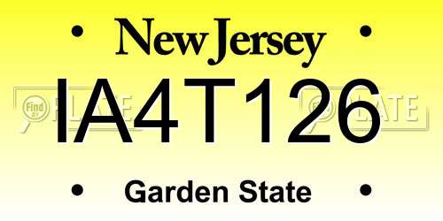 IA4T126 New Jersey License Plate