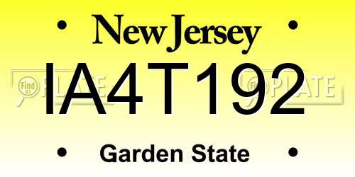 IA4T192 New Jersey License Plate