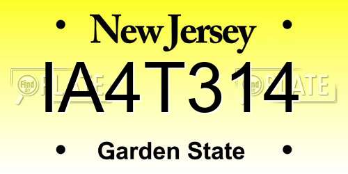 IA4T314 New Jersey License Plate