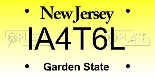 IA4T6L New Jersey License Plate