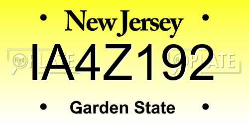 IA4Z192 New Jersey License Plate