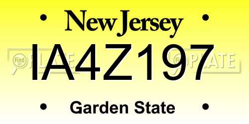 IA4Z197 New Jersey License Plate