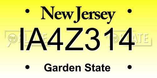 IA4Z314 New Jersey License Plate