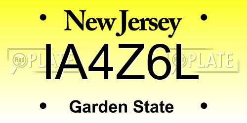IA4Z6L New Jersey License Plate