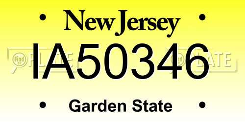 IA50346 New Jersey License Plate