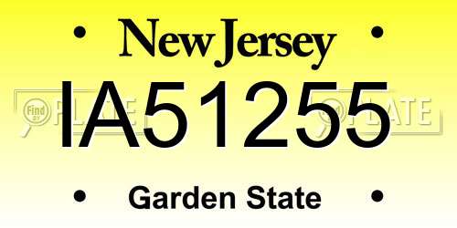 IA51255 New Jersey License Plate