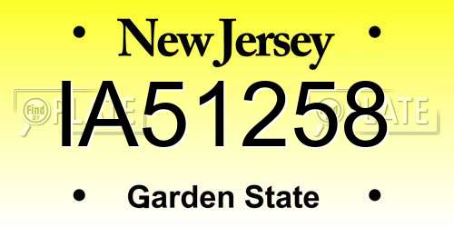 IA51258 New Jersey License Plate