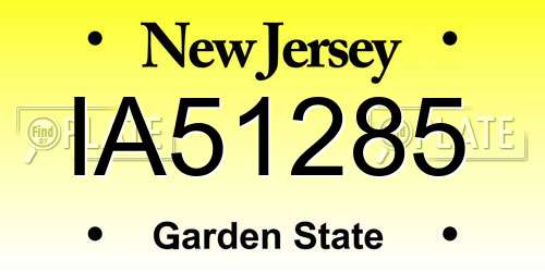 IA51285 New Jersey License Plate