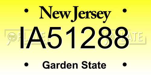 IA51288 New Jersey License Plate