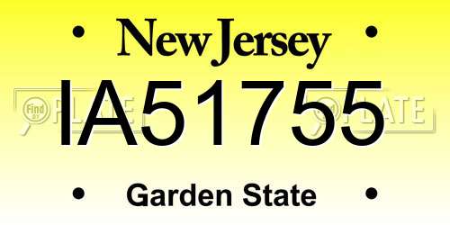 IA51755 New Jersey License Plate