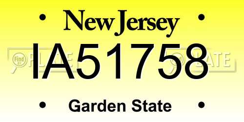 IA51758 New Jersey License Plate