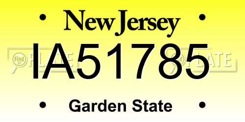 IA51785 New Jersey License Plate