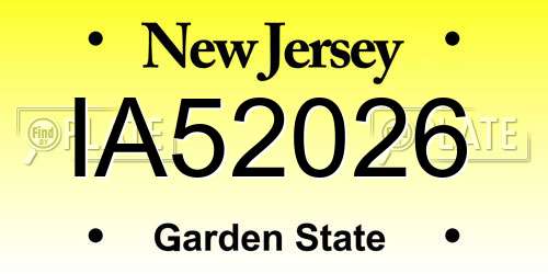 IA52026 New Jersey License Plate