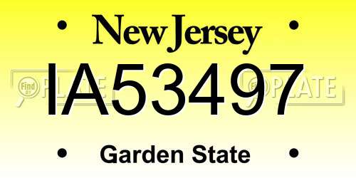 IA53497 New Jersey License Plate