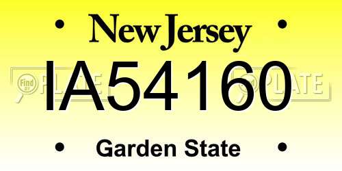 IA54160 New Jersey License Plate