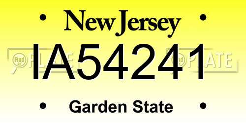 IA54241 New Jersey License Plate