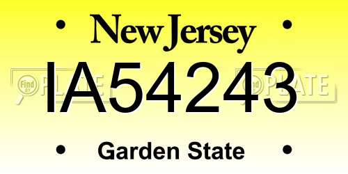 IA54243 New Jersey License Plate