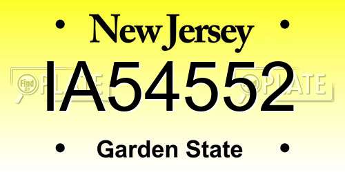 IA54552 New Jersey License Plate