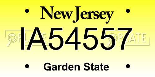 IA54557 New Jersey License Plate