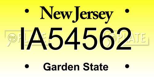 IA54562 New Jersey License Plate