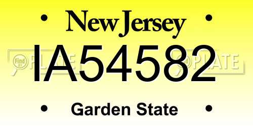 IA54582 New Jersey License Plate