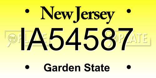 IA54587 New Jersey License Plate
