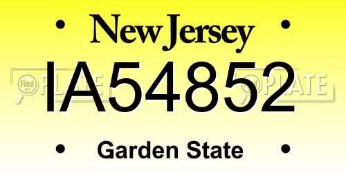 IA54852 New Jersey License Plate