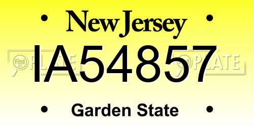 IA54857 New Jersey License Plate
