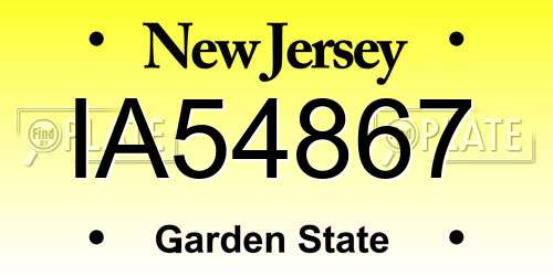 IA54867 New Jersey License Plate