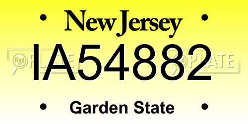 IA54882 New Jersey License Plate
