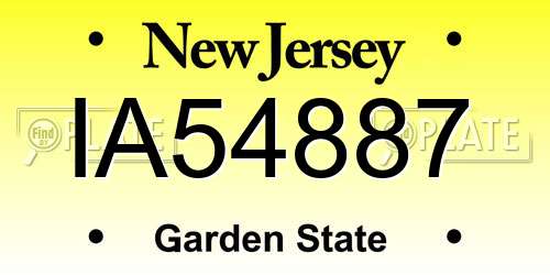 IA54887 New Jersey License Plate