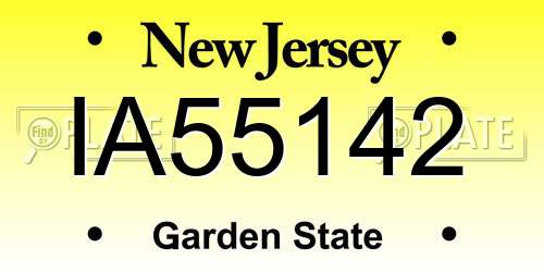 IA55142 New Jersey License Plate