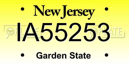 IA55253 New Jersey License Plate